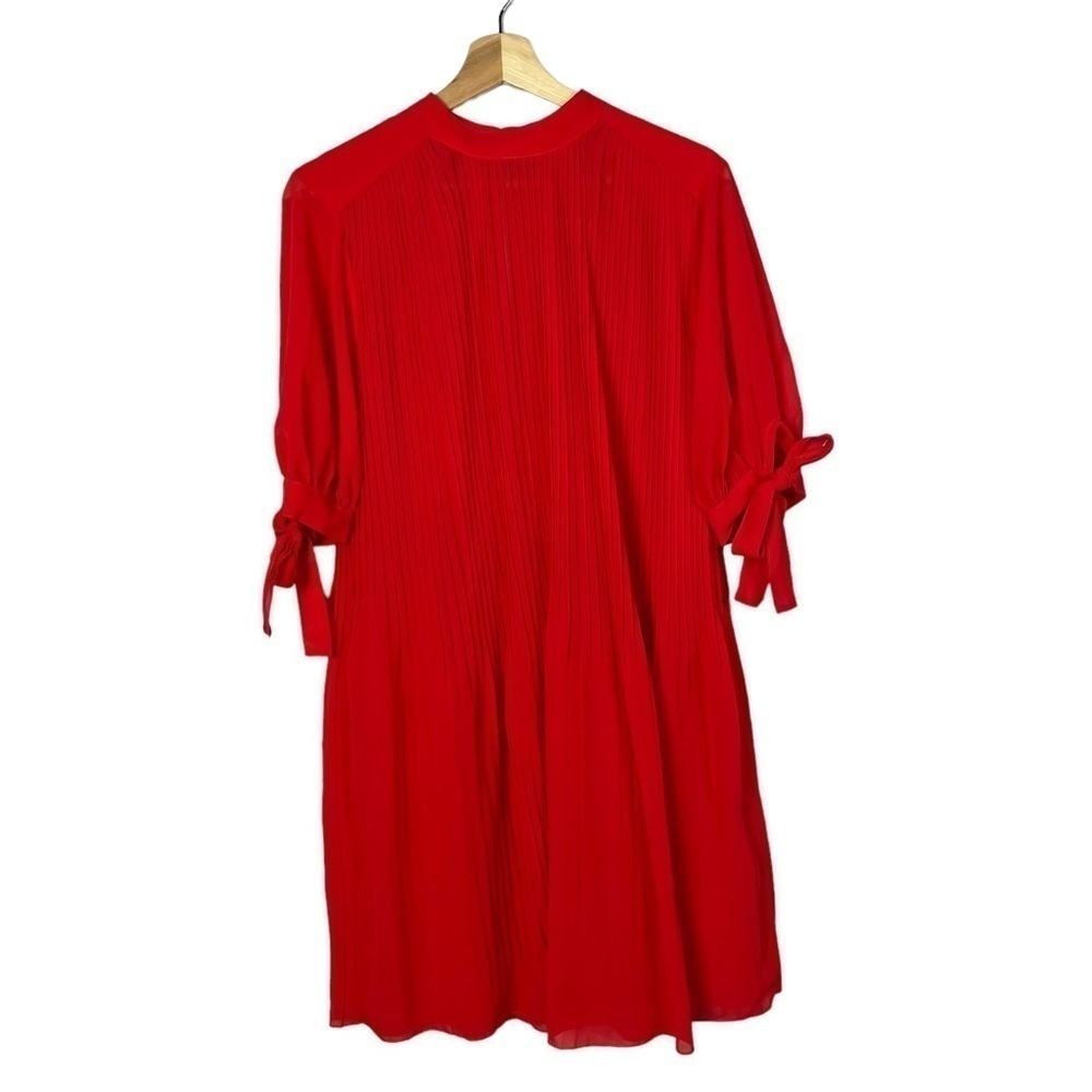 ASOS Tall Red Pleated Trapeze Tie Sleeve Mini Dress 2